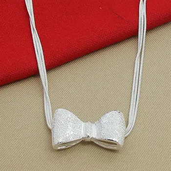 Горещи продажба 925 сребро мода лук възел змия верига огърлица за жени романтичен подарък за Свети Валентин