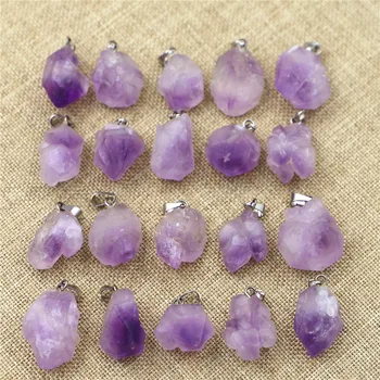 Горещи продажба на естествен камък лилаво аметисты неправилни форми висулки, кристали за изцеление камъни бижута като 20pcs на едро