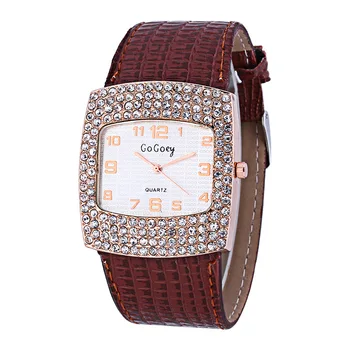 Горещи продажба на нови женски часа широка гривна Гривна Диамант циферблат кварцов часовник за Дами момичета кожа Horloges xfcs saat часовник