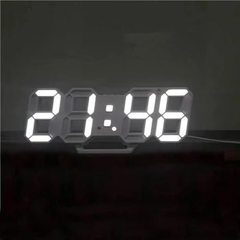 Горещо 3D LED стенни часовници с модерен цифров настолен настолен будилник лека нощ Saat стенни часовници начало хол, офис 24 или 12 часа