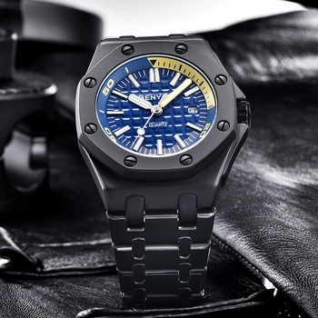 Готина черна неръждаема стомана часовник за мъже на Топ луксозна марка Benyar кварцов мъжки часовник 2020 водоустойчиви мъжки часовници часовници бизнес