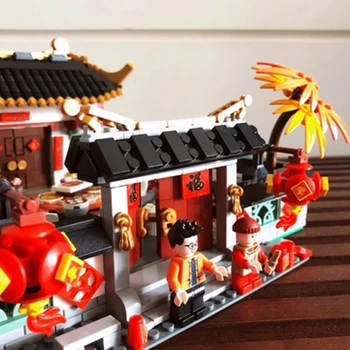 Градивните Елементи На Китайската Нова Година Забавно Нова Година Модел Kit Децата Образователни Сам Събрание Тухли Детски Играчки Съвместимост R17