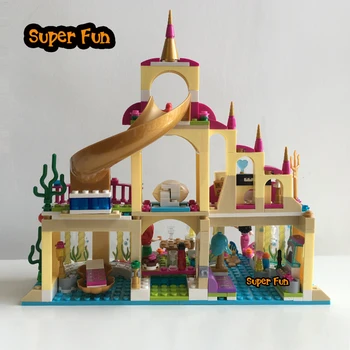 Градски приятел на принцеса Ариел подводен дворец с русалкой Ариел и Алън строителни блокове коледни подаръци решетки играчки