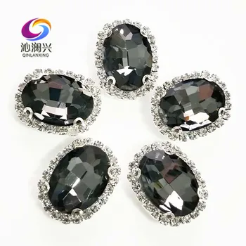 Грей овална форма високо качество на шева на кристал Crystal ключалката, flatback свободни и кристали, Сам / облекло / сватбена украса SWTK03