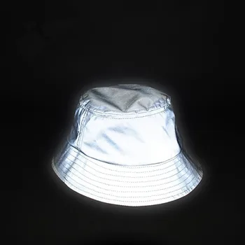Грей отразяваща кофа шапка унисекс хип-хоп черен ПУ плътен цвят хладен Рибар шапки за всички сезони мода на жените и мъжете шапки LH1050
