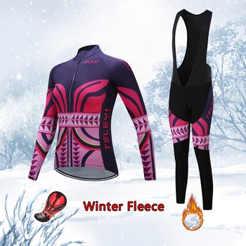 Дамски Велосипед Облекло Зимен Комплект 2021 Топлинна Руно Колоездене Джърси Дамски Велосипед Облекло Мтб Skinsuit Body Suit Dress Trisuit