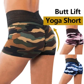 Дамски гамаши за йога с висока талия разтеглив с висока талия Ruched-Butt Lifting Workout Атлетик Drawstring Compression Shorts