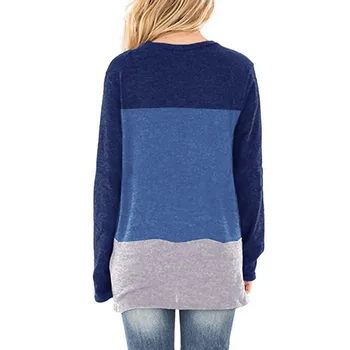 Дамски зимни hoody в тона на цвета зашити узловатым V-образно деколте топ с дълъг ръкав блуза без големи пуловер hoody D4