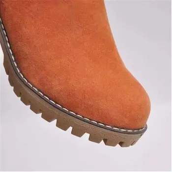 Дамски зимни кожени топли зимни ботуши дамски топли вълнени обувки ботильоны удобни обувки плюс размер 35-43 ежедневни дамски средни ботуши