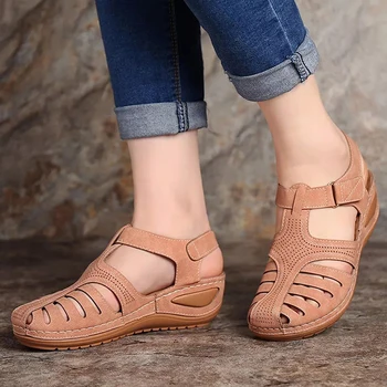 Дамски летни изкуствена кожа стари сандали обтегач ежедневни шевна Дамски обувки твърди женски грах обувки Дамски обувки на платформа 34-44