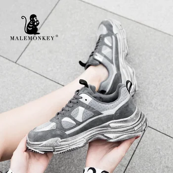 Дамски маратонки мода дебела подметка 2020 нов женски черно бели платформа ежедневни бягане на открито дамски маратонки обувки 012835