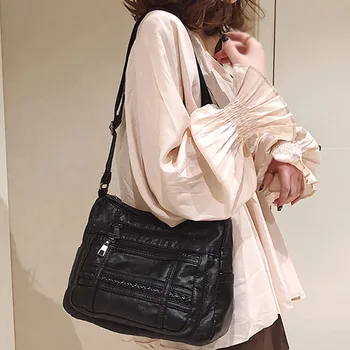 Дамски модни чанти-месинджър черна чанта-месинджър чанта през рамо ежедневни Дивата дамска кожена чанта Bolso Bandolera Mujer#35
