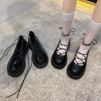 дамски обувки на платформа Японски стил Лолита обувки жените стари меки сестри момичета обувки на платформа студент Мери Джейн обувки