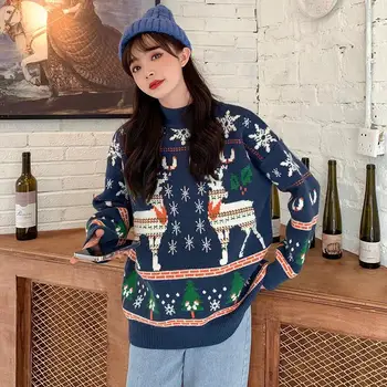 Дамски пуловери Коледно облекло дамски пуловер удебелена зима 2020 свободни Femme Chandails Pull Hiver