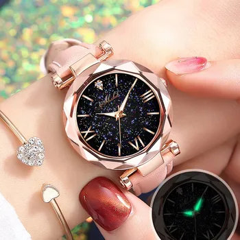 Дамски Ръчен часовник звезди малка точка матиран каишка часовник пунктирана Римска скала часовници кожена каишка reloj mujer orologio Donna