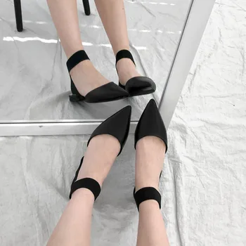 Дамски сандали с плоско дъно 2019 нов чорап кръст колан дъвка фея вятър див точка летни дамски сандали