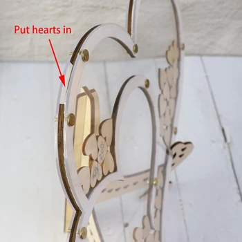 Двойна форма на сърце сватбена книга за гости украса селски сладки сърце спад кутия за сватба спад на скоростната 3D книга за Гости дървена кутия