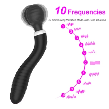 Двухголовочный вибратор от секс играчки за жени, 10-степенна мощни големи вибратори AV магическа пръчка масажор тялото G Spot стимулатор на клитора