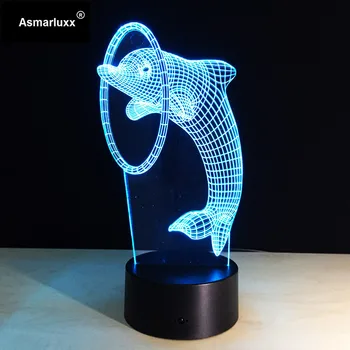 Делфините лека нощ арт деко лампа невероятно колоритен 3D лека нощ за деца евтина цена спад доставка