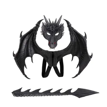 Демон Дракон cosplay костюм динозавър комплект крило и маски Коледа Хелоуин карнавал дете на децата, подарък партия подпори