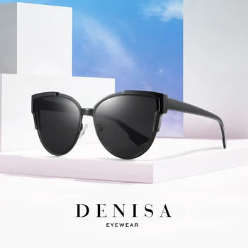 Денис реколта Cateye слънчеви очила за Жени на луксозна марка синьо огледало слънчеви очила ретро черни нюанси за жени UV-защита на G9018