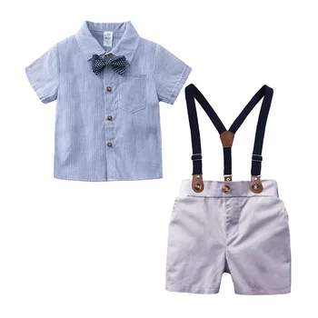 Дете момчета комплект дрехи летни детски костюм шорти+детска риза с папийонка за 6 месеца-3 години
