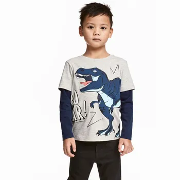 Детска долна риза 2021 Пролет дете момчета камуфлаж динозавър с дълъг ръкав тениска за деца ежедневни блузи момчета дрехи