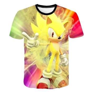 Детска Игра Sonic на Таралеж 3D печатна облекло Тениски О-образно деколте ежедневно забавни момчета и момичета звезда деца 4T-14T върховете