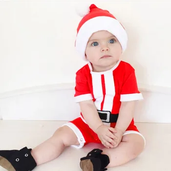 Детска Коледна облекло новородено Момиченце Момче коледа костюм Дядо Коледа шапка плъзгачи гащеризон екипировки Коледа Ropa Навидад