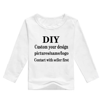 Детска тениска с дълъг ръкав Baby Custom Your Own Design T-Shirt Boys/Girls САМ Clothes,първо се свържете с продавача