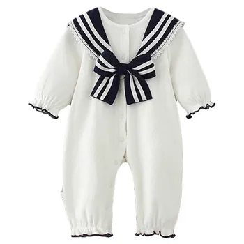 Детски дрехи 2020 Нова Англия стил моряк на fortune яка момчета детски дрехи Бебешки момичета гащеризон Гащеризон екипировки 0-2Y