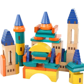 Детски играчки 69 бр./компл. заключване на градските блокове събрани строителни блокове на дървени играчки ранните забавни играчки за деца, подарък за Рожден Ден