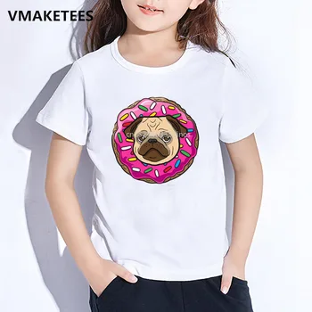 Детски Летни Girls & Boys Tshirt Children Unicorn/Sloth/Pug In Pink Donut Cartoon Print T-shirt Сладко Funny Baby Clothes