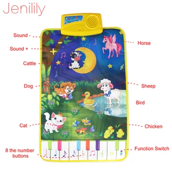 Детски мат Baby Touch Play Game килим развивающий мат музикална играчка поющая музика Луната и животни пъзел играчки 37. 5x62cm