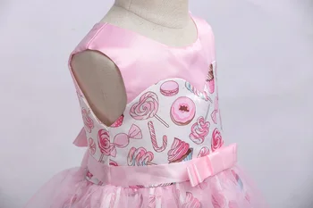 Детски момиче обличам сладолед любов печат бебешка рокля децата парти момиче церемония Vestido Коледа дрехи, розово и синьо