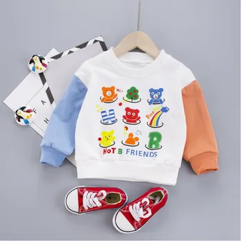 Детски Памучни Дрехи Пролет Есен Baby Boys Момиче Colorblock Cartoon T Shirt One Piece Outfit Kids Fashion Toddle Tracksuits