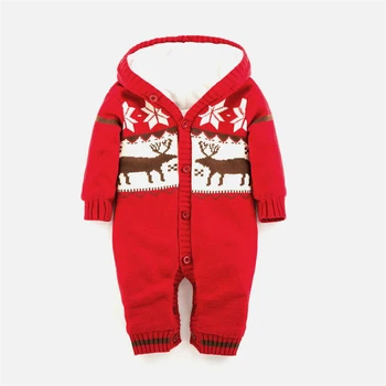детски топли тела за новородени момчета и момичета пуловер коледен елен плюшени сака с качулка за 0-18 месеца, Бебешки дрехи
