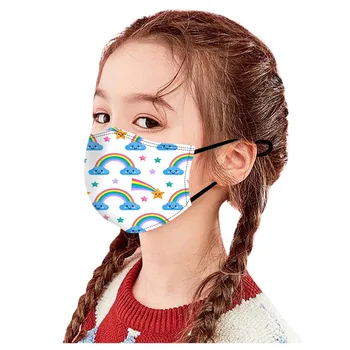Децата карикатура облак Дъга на печатни Маска за многократна употреба миещи открит дишаща за многократна употреба почистваща кърпа маски за лице