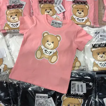 Децата мода тениска потници тениски памук с къс ръкав карикатура мечки стил момчета и момичета облекло тениска за деца на 24 Ч-10 т