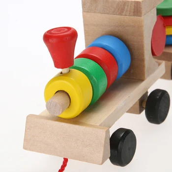 Децата Образователни Монтесори Дървени Подреждане Влак Превозното Средство Градивните Елементи На Геометрична Сглобяване На Съответните Когнитивни Блокове Играчки
