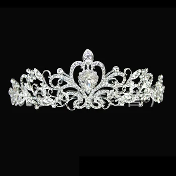 диадеми и короната на булката аксесоари за коса тънък Кристал кристал Краун сватба бижута за коса Принцеса диадема лента за глава