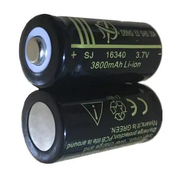 ДИНГ LI SHI JIA нов 6шт 16340 акумулаторна батерия литиево 3800mAh 3.7 V Лазерна писалка червено и зелено, външната линия на батерията