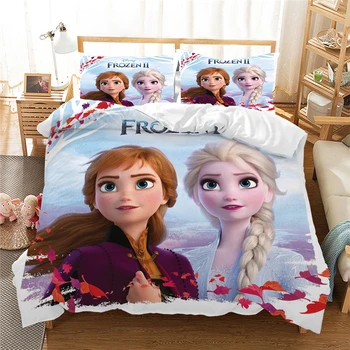 Дисни Комплект Постелки Анна Елза Кралица King Size Frozen2 Bed Set Детски Момиче Чаршаф Калъфка Утешител Легла