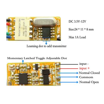 Дистанционно управление с ключ реле приемник ВКЛ ИЗКЛЮЧВАНЕ на предавателя на микро малък безжичен DC 3.6 V 3.7 V 5V 6V 7.4 V 9V 12V