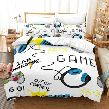 Домашен текстил 3d Геймър Gamepad комплект постелки пораснали деца карикатура геймър пухени комплект с калъфка Twin Full Queen King спално бельо