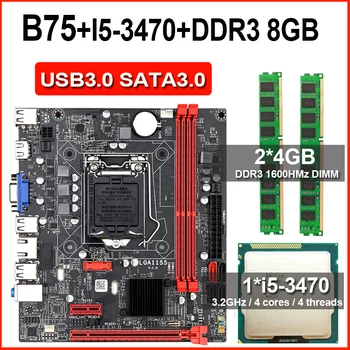 Дънна платка JINGSHA B75 оборудван с Intel Core I5 3470 2 pcsx 4GB= 8GB 1600MHz DDR3 Desktop Memory USB3.0 SATA3.0
