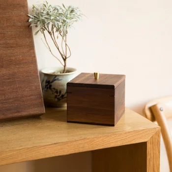 Дървена кутия за подарък кутия за съхранение на природата квадратна кутия с капак