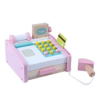 Дървена симулатор САМ детски игри къща касов апарат набор от имитира кариера на касата, която е уникална пъзел игра, Play House Toys