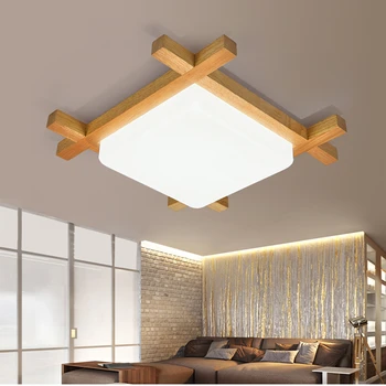 Дървена спалня led тавана лампа, за закрепване на осветително тяло ресторант, салон преминаване кухня тавана лампа съвременен японски домашен светлина