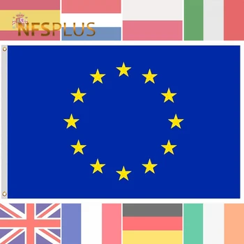 Европейски знамена на ЕС Европа 90x150cm полиестер Франция Германия Ирландия, Швейцария, обединено Кралство Испания Полша Словакия националния флаг и знамето